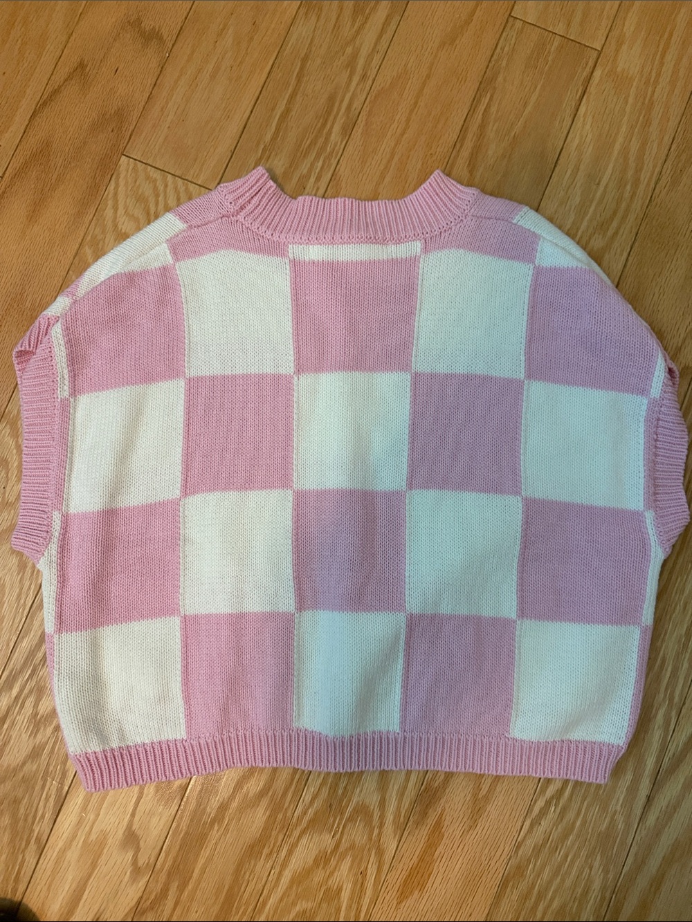 Altar’d State Pink and White Checker Knit Sweater XS - Picture 3 of 4